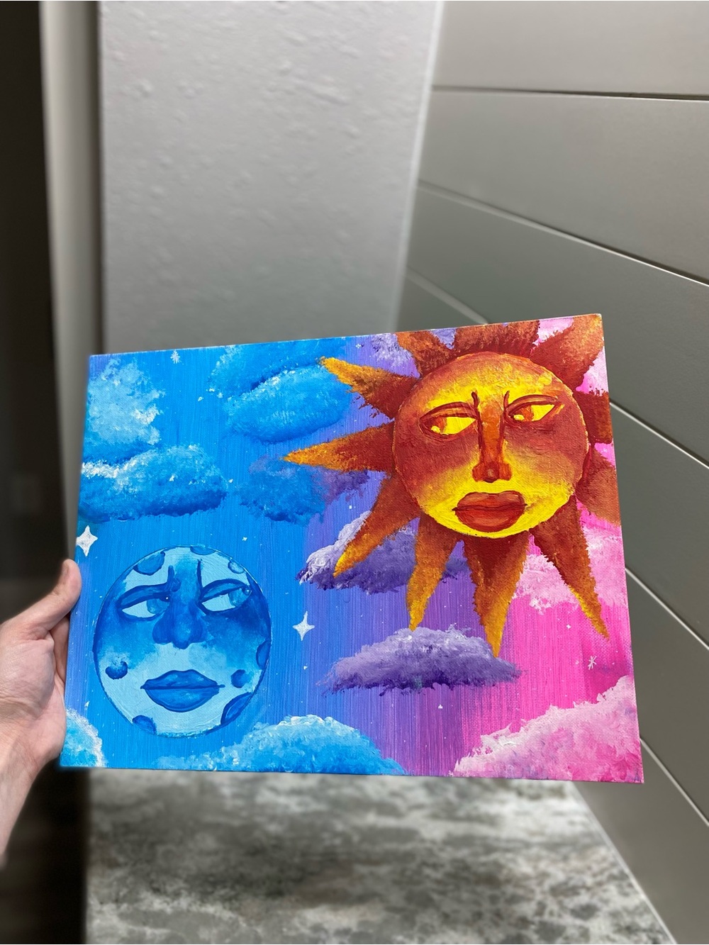 Vibrant Sun and Moon Canvas Board Art - Picture 4 of 5